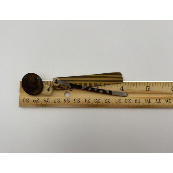 Pierced Post Dangle Earrings  Abstract Circle Rectangles - Picture 5 of 7